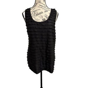 Travel Elements Women’s Tiered Ruffle Tank Top Size Medium Black